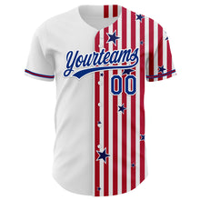 Load image into Gallery viewer, Custom White Royal Red-US Navy Blue 3D American Flag Stars Authentic Baseball Jersey
