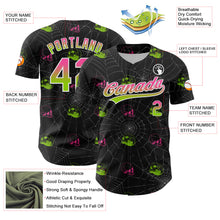 Load image into Gallery viewer, Custom Black Pink-Neon Green 3D Gothic Style Fluorescence Skull Authentic Baseball Jersey
