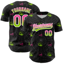 Load image into Gallery viewer, Custom Black Pink-Neon Green 3D Gothic Style Fluorescence Skull Authentic Baseball Jersey
