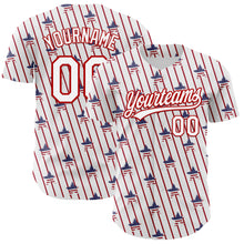 Load image into Gallery viewer, Custom White Red 3D American Spirit American Flag And Stars Authentic Baseball Jersey
