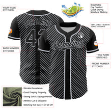 Load image into Gallery viewer, Custom Black Gray 3D Pattern Design Diagonal Stripes Authentic Baseball Jersey
