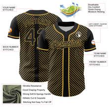 Load image into Gallery viewer, Custom Black Old Gold 3D Pattern Design Diagonal Stripes Authentic Baseball Jersey
