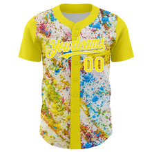 Load image into Gallery viewer, Custom Light Yellow White 3D Pattern Design Abstract Splatter Art Authentic Baseball Jersey
