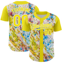 Load image into Gallery viewer, Custom Light Yellow White 3D Pattern Design Abstract Splatter Art Authentic Baseball Jersey
