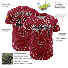 Load image into Gallery viewer, Custom Crimson Black-White 3D Pattern Design Abstract Fluid Authentic Baseball Jersey
