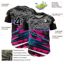 Load image into Gallery viewer, Custom Black Pink-White 3D Pattern Design Splatter Art Authentic Baseball Jersey
