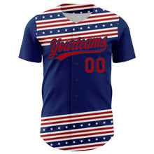 Load image into Gallery viewer, Custom US Navy Blue Red 3D American Flag And Star Authentic Baseball Jersey
