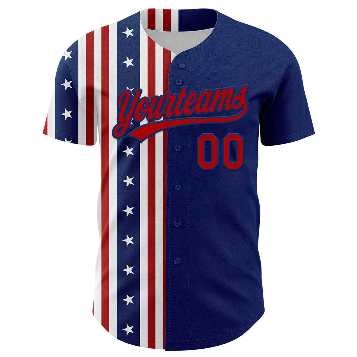 Custom US Navy Blue Red 3D American Flag And Star Authentic Baseball ...