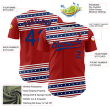 Load image into Gallery viewer, Custom Red US Navy Blue 3D American Flag And Star Authentic Baseball Jersey
