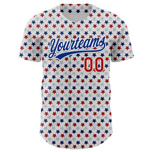 Load image into Gallery viewer, Custom White Red-Royal 3D Pattern Design Star Authentic Baseball Jersey
