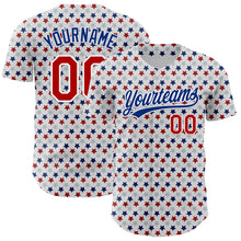 Load image into Gallery viewer, Custom White Red-Royal 3D Pattern Design Star Authentic Baseball Jersey
