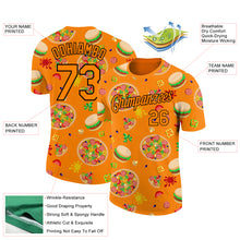 Load image into Gallery viewer, Custom Bay Orange Black 3D Pattern Design Food Pizza And Burger Performance T-Shirt
