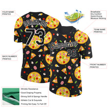 Load image into Gallery viewer, Custom Black White 3D Pattern Design Food Pizza Performance T-Shirt
