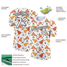 Load image into Gallery viewer, Custom White Black 3D Pattern Design Food Pizza Performance T-Shirt
