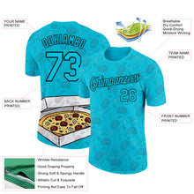 Load image into Gallery viewer, Custom Lakes Blue Black 3D Pattern Design Food Pizza Performance T-Shirt
