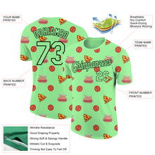 Load image into Gallery viewer, Custom Pea Green Black 3D Pattern Design Food Pizza And Burger Performance T-Shirt
