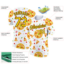 Load image into Gallery viewer, Custom White Yellow-Black 3D Pattern Design Food Pizza Performance T-Shirt
