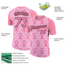 Load image into Gallery viewer, Custom Light Pink Medium Pink-Black 3D Pink Ribbon Breast Cancer Performance T-Shirt
