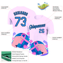 Load image into Gallery viewer, Custom Light Pink Powder Blue-Black 3D Pink Ribbon Breast Cancer Performance T-Shirt
