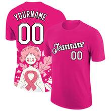 Load image into Gallery viewer, Custom Hot Pink White-Black 3D Pink Ribbon Breast Cancer Performance T-Shirt
