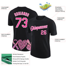 Load image into Gallery viewer, Custom Black Pink-White 3D Pink Ribbon Breast Cancer Performance T-Shirt
