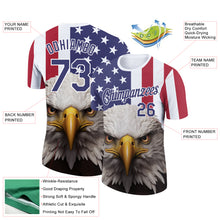 Load image into Gallery viewer, Custom White Royal-Red 3D American Flag And Eagle Performance T-Shirt
