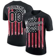 Load image into Gallery viewer, Custom Black Red-White 3D American Flag Performance T-Shirt
