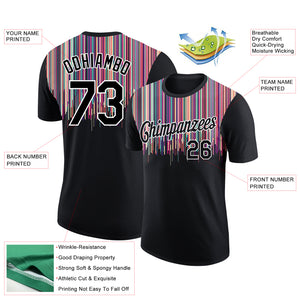 Custom Black White 3D Pattern Design Colorful Lines Performance T-Shirt