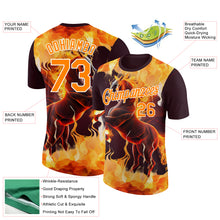 Load image into Gallery viewer, Custom Brown Bay Orange-White 3D Pattern Design Animal Horse In Flames Performance T-Shirt
