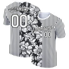 Load image into Gallery viewer, Custom White Black 3D Pattern Design Flower Performance T-Shirt
