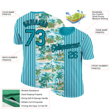 Load image into Gallery viewer, Custom Teal Black-White 3D Tropical Hawaii Beach And Palm Trees Performance T-Shirt
