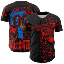 Load image into Gallery viewer, Custom Black Red 3D Pattern Design Rave Halloween Skull Authentic Baseball Jersey
