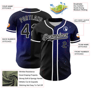 Custom Black White 3D Pattern Design Rave Galaxy Star Authentic Baseball Jersey