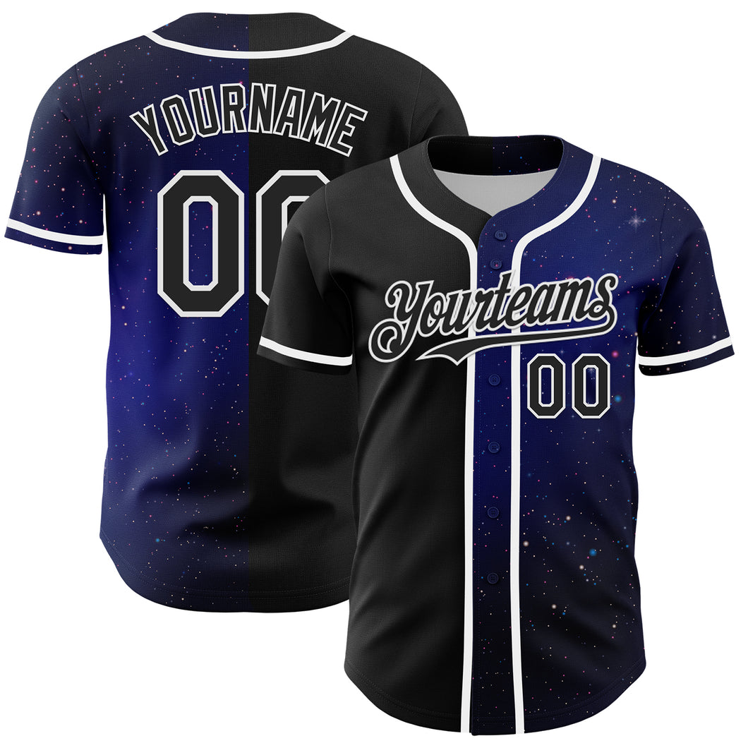 Custom Black White 3D Pattern Design Rave Galaxy Star Authentic Baseball Jersey