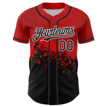 Load image into Gallery viewer, Custom Red Black-White 3D Pattern Design Rave Splatter Authentic Baseball Jersey
