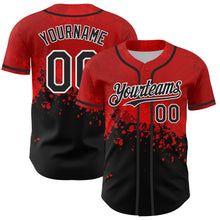 Load image into Gallery viewer, Custom Red Black-White 3D Pattern Design Rave Splatter Authentic Baseball Jersey
