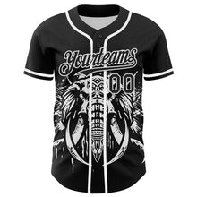 Load image into Gallery viewer, Custom Black White 3D Pattern Design Rave Mastodons Head Authentic Baseball Jersey
