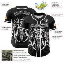 Load image into Gallery viewer, Custom Black White 3D Pattern Design Rave Mastodons Head Authentic Baseball Jersey
