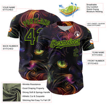 Load image into Gallery viewer, Custom Black Neon Green 3D Pattern Design Rave Animal Cat Authentic Baseball Jersey
