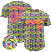 Load image into Gallery viewer, Custom Green Pink-Yellow 3D Pattern Design Color Brush Blocks Authentic Baseball Jersey
