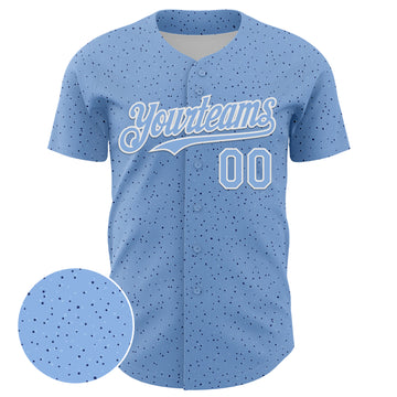 Custom Light Blue White 3D Pattern Design Dots Authentic Baseball Jersey