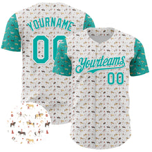 Load image into Gallery viewer, Custom White Aqua 3D Pattern Design Rodeo Cowboy Authentic Baseball Jersey
