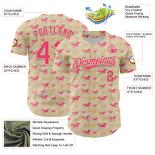 Load image into Gallery viewer, Custom Cream Neon Pink 3D Pattern Design Animal Horse Authentic Baseball Jersey
