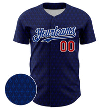 Load image into Gallery viewer, Custom Navy Red-Royal 3D Pattern Design Hearts Authentic Baseball Jersey
