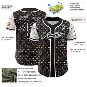 Custom Black White 3D Pattern Design Rodeo Cowboy Authentic Baseball Jersey