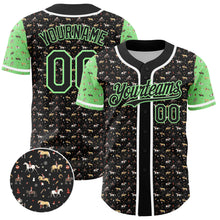 Load image into Gallery viewer, Custom Black Pea Green-White 3D Pattern Design Rodeo Cowboy Authentic Baseball Jersey
