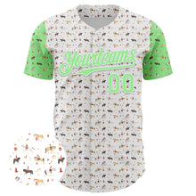 Load image into Gallery viewer, Custom White Pea Green 3D Pattern Design Rodeo Cowboy Authentic Baseball Jersey
