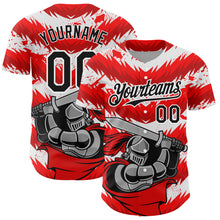 Load image into Gallery viewer, Custom Red Black-White 3D Pattern Design Knight Hero Art Authentic Baseball Jersey
