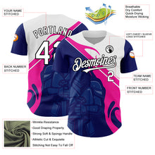 Load image into Gallery viewer, Custom Royal Pink-Black 3D Pattern Design Knight Hero Art Authentic Baseball Jersey
