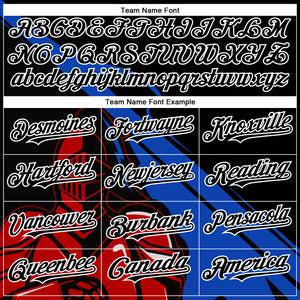 Custom Black Thunder Blue-Red 3D Pattern Design Knight Hero Art Authentic Baseball Jersey